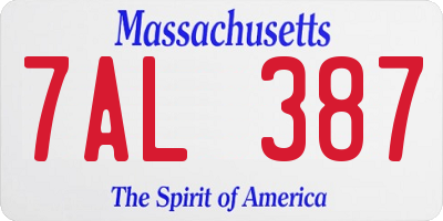 MA license plate 7AL387