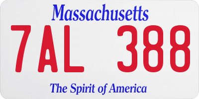MA license plate 7AL388