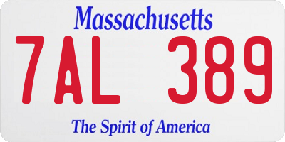 MA license plate 7AL389
