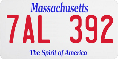 MA license plate 7AL392