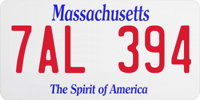 MA license plate 7AL394