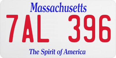 MA license plate 7AL396