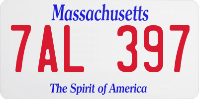 MA license plate 7AL397