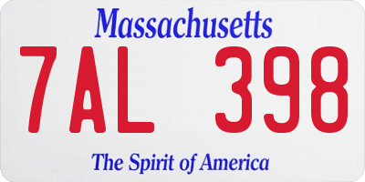 MA license plate 7AL398