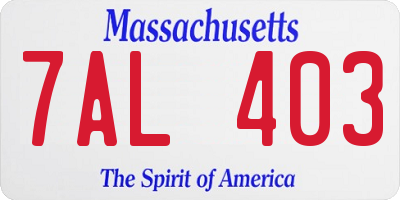MA license plate 7AL403