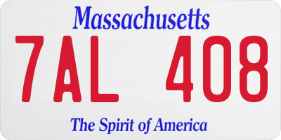MA license plate 7AL408