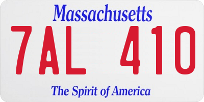 MA license plate 7AL410