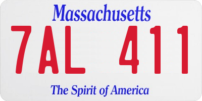 MA license plate 7AL411