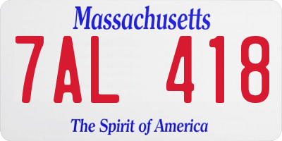 MA license plate 7AL418