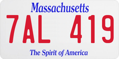 MA license plate 7AL419