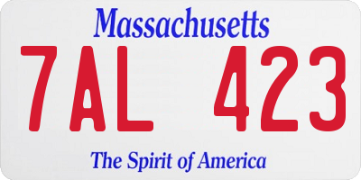 MA license plate 7AL423