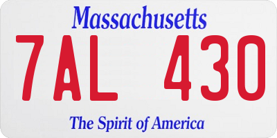 MA license plate 7AL430