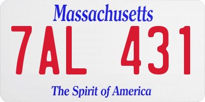 MA license plate 7AL431