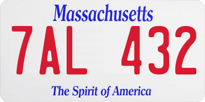MA license plate 7AL432