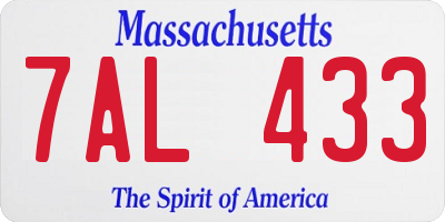 MA license plate 7AL433