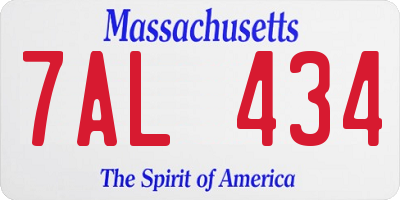 MA license plate 7AL434