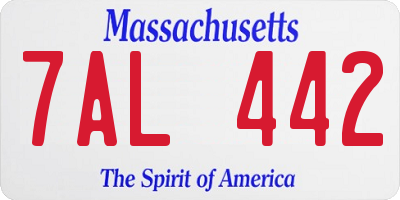 MA license plate 7AL442