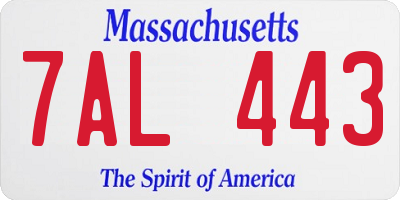 MA license plate 7AL443