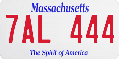 MA license plate 7AL444