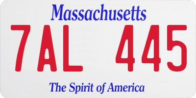 MA license plate 7AL445