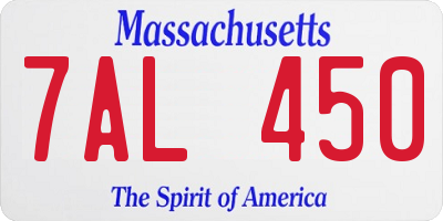 MA license plate 7AL450