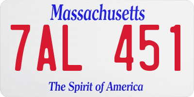 MA license plate 7AL451