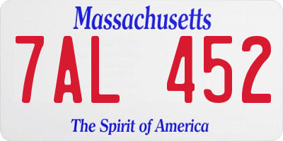 MA license plate 7AL452