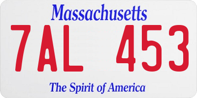 MA license plate 7AL453