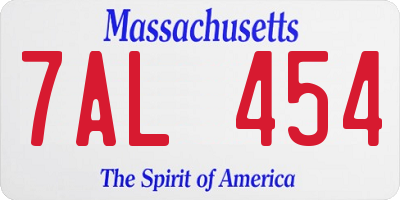 MA license plate 7AL454