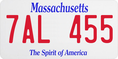MA license plate 7AL455