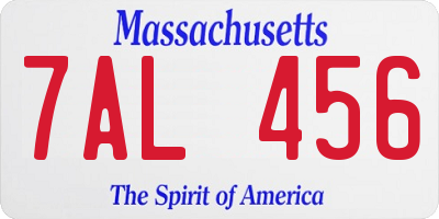 MA license plate 7AL456