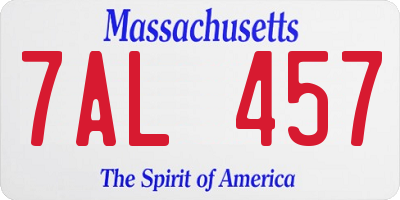 MA license plate 7AL457
