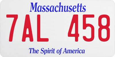 MA license plate 7AL458