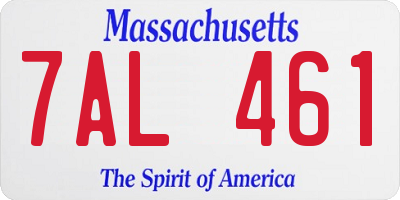MA license plate 7AL461