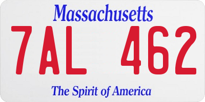 MA license plate 7AL462