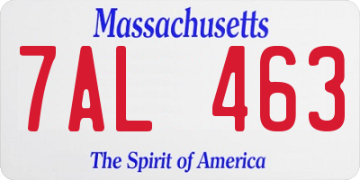 MA license plate 7AL463