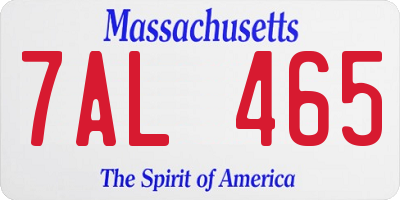 MA license plate 7AL465