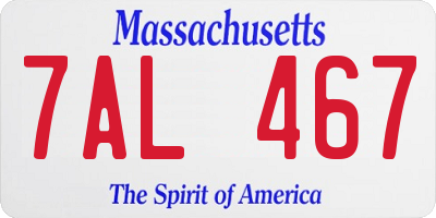 MA license plate 7AL467