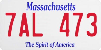 MA license plate 7AL473