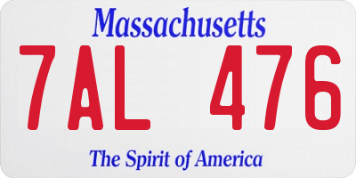 MA license plate 7AL476