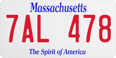MA license plate 7AL478