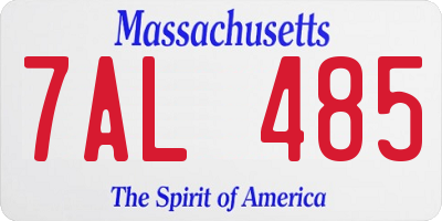 MA license plate 7AL485