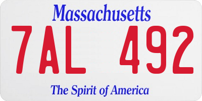 MA license plate 7AL492