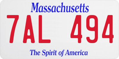 MA license plate 7AL494