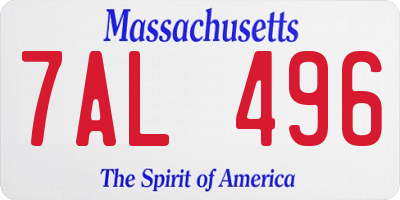 MA license plate 7AL496