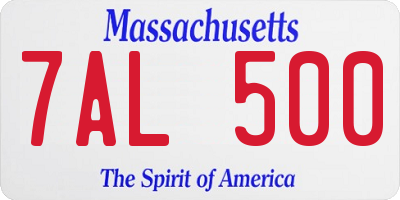 MA license plate 7AL500