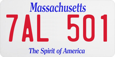 MA license plate 7AL501