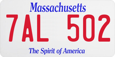 MA license plate 7AL502