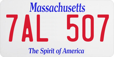 MA license plate 7AL507