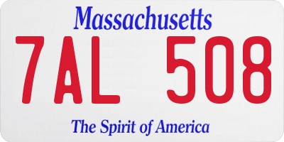 MA license plate 7AL508